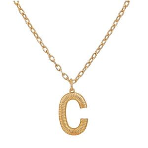 Time & Tru Goldtone Ribbed Initial 'C' Pendant Necklace